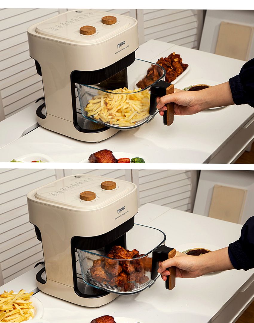 모즈스웨덴 글라스 에어프라이어 4.2L MA-5000G 아이보리 에어프라이기